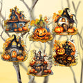 Spooky Houses Clip-On Wood Ornaments, Set of 6