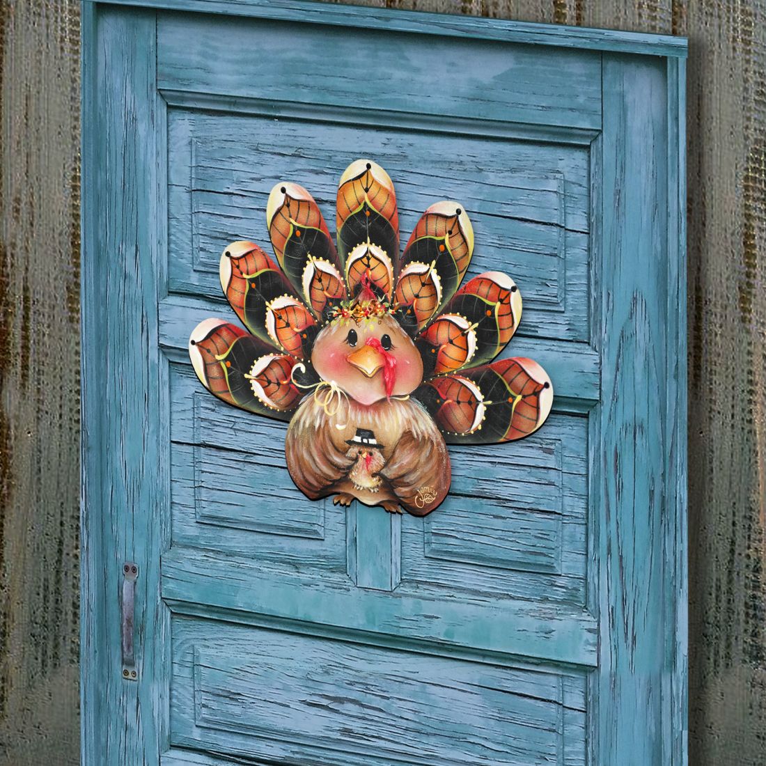 Be Thankful Turkey Sitter Door Decor by Jamie Mills-Price - Thanksgiving Halloween Decor - 8457702H