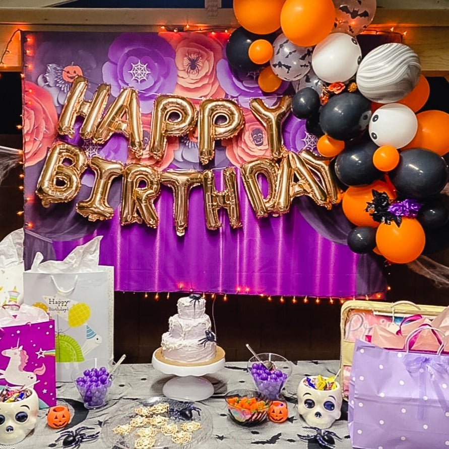 Black & Orange Halloween Balloon Garland Kit – Ghosts & Bats