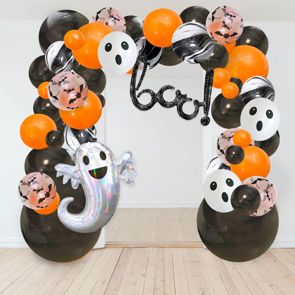 Black & Orange Halloween Balloon Garland Kit – Ghosts & Bats
