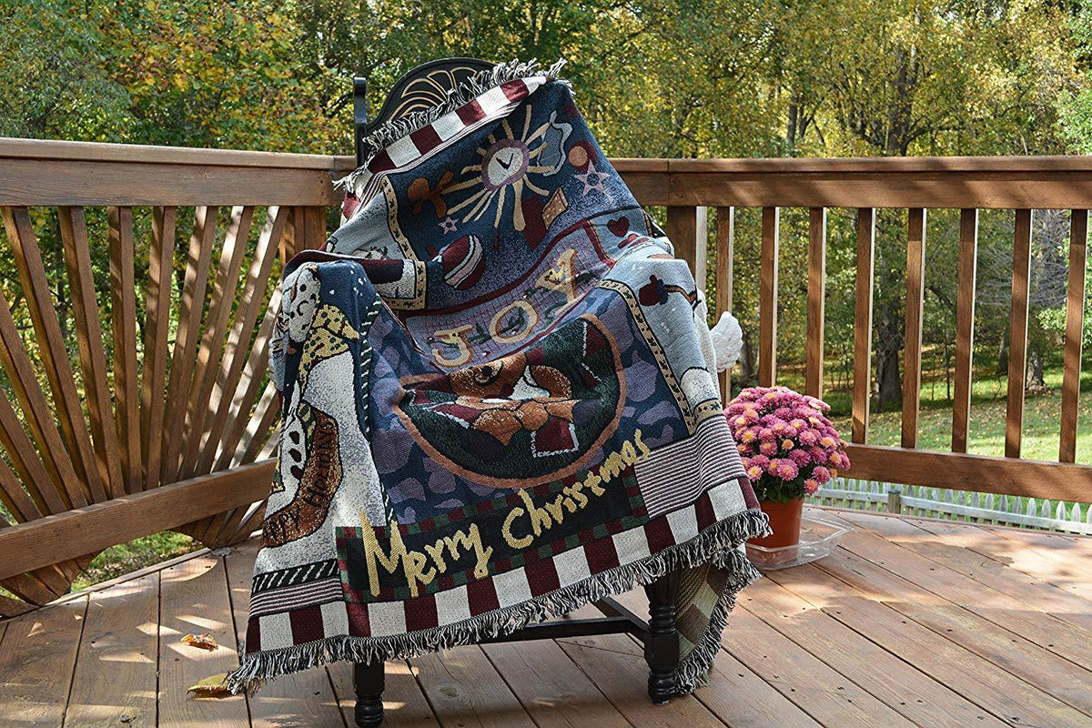 Tache Wonderful Season Snowman Tapestry Throw Blanket with Fringe (2270)