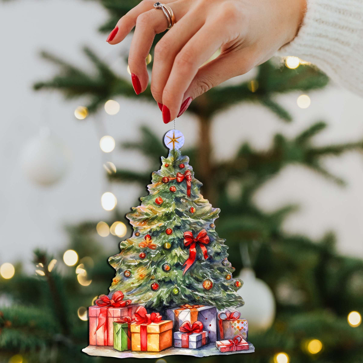 Christmas Tree Decorative Eco Wood Ornaments Set of 3 by G. Debrekht - Christmas Decor - 8091044-S3