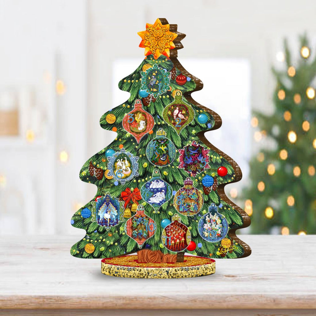12 Days of Christmas Wooden Tree Centerpiece – Handmade USA