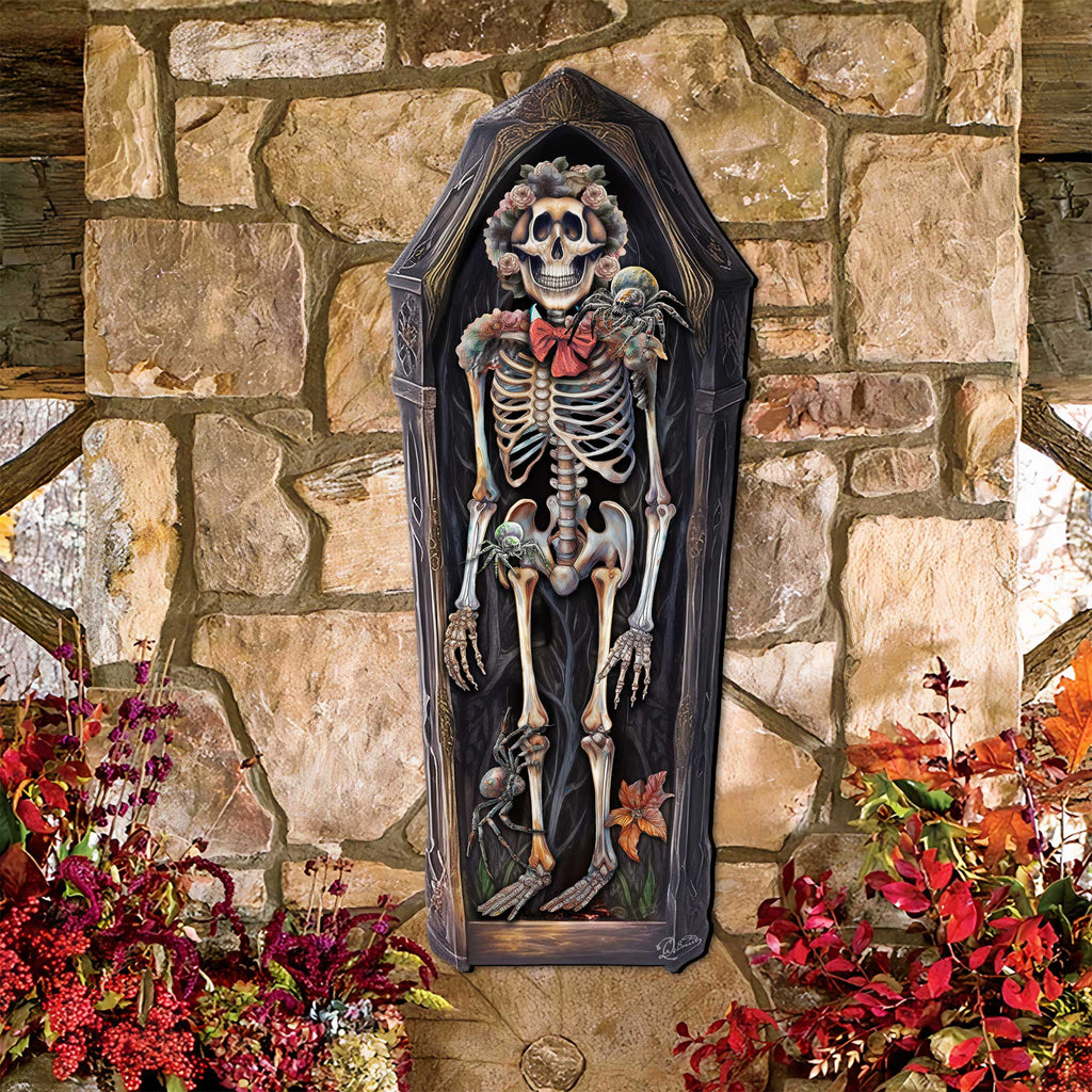 Skeleton Coffin Wooden Door Hanger – Halloween Decor