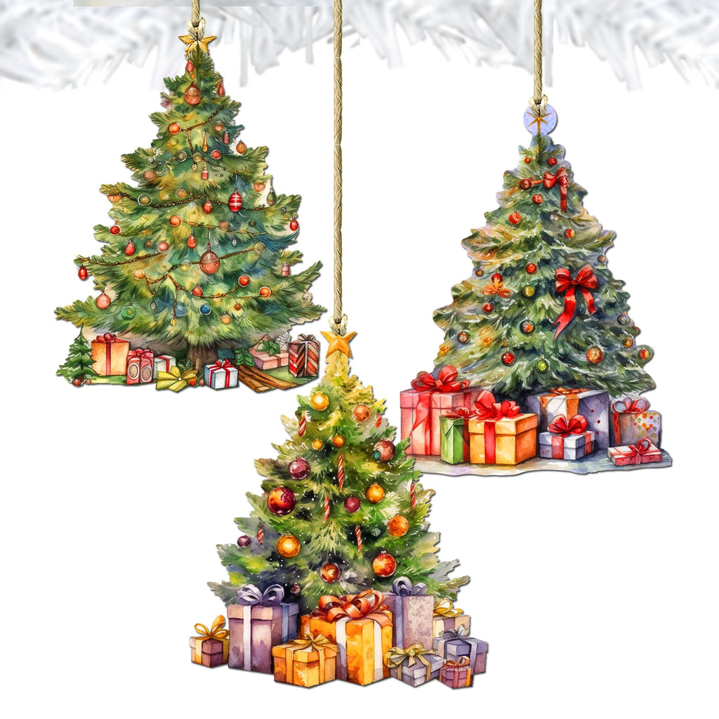 Christmas Tree Decorative Eco Wood Ornaments Set of 3 by G. Debrekht - Christmas Decor - 8091044-S3