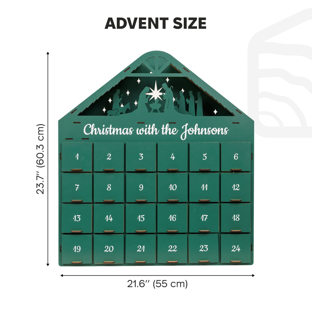 Wooden Christmas Advent Calendar – Green