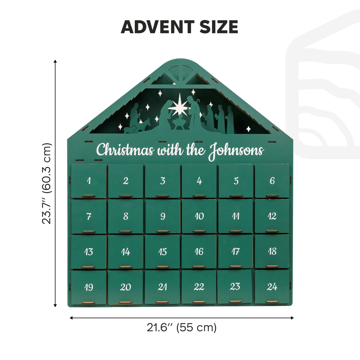 Wooden Christmas Advent Calendar – Green