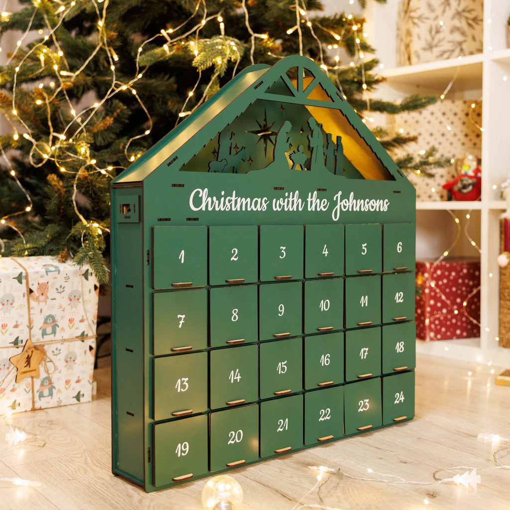 Wooden Christmas Advent Calendar – Green