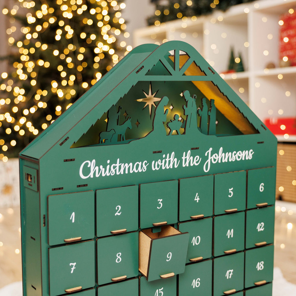 Wooden Christmas Advent Calendar – Green
