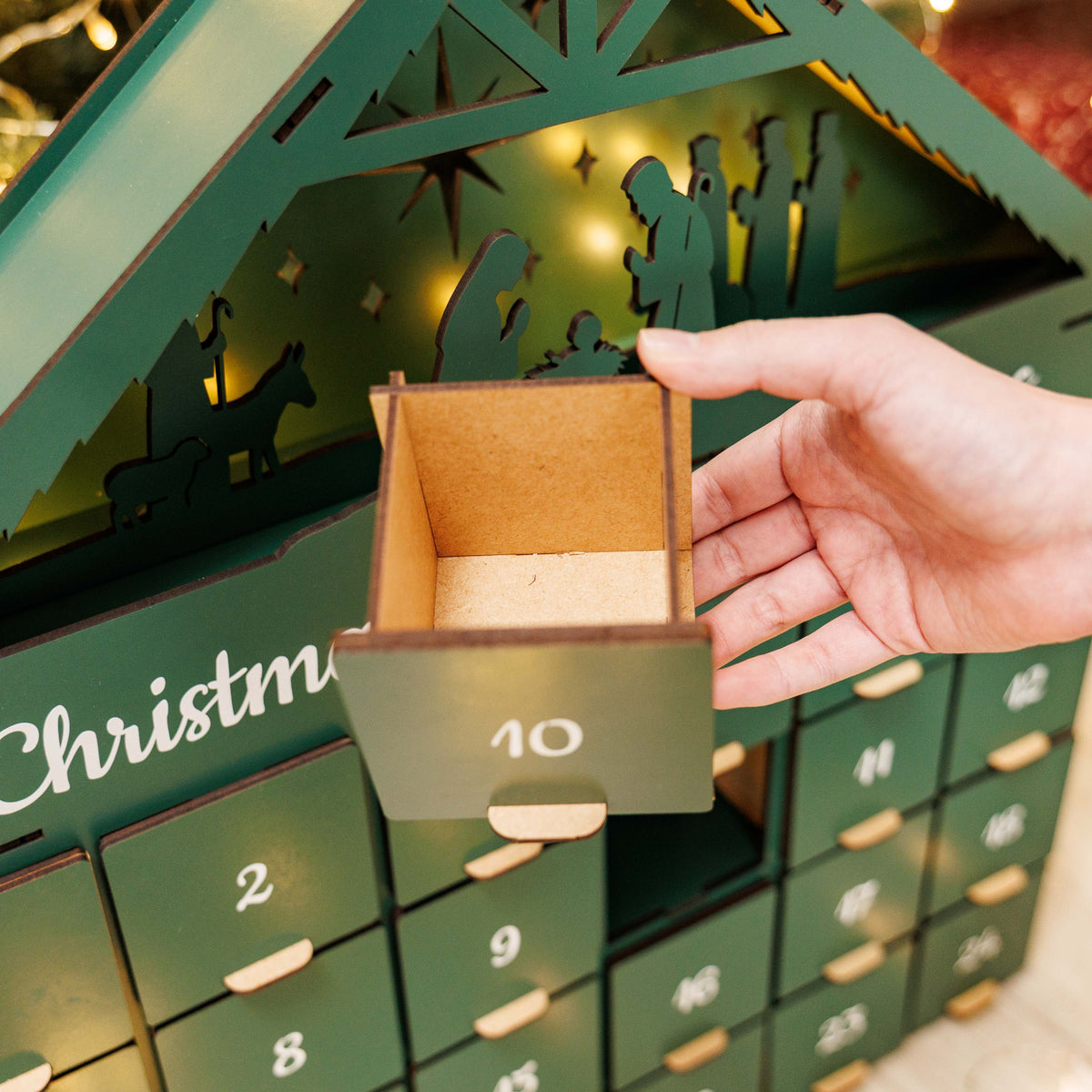 Wooden Christmas Advent Calendar – Green