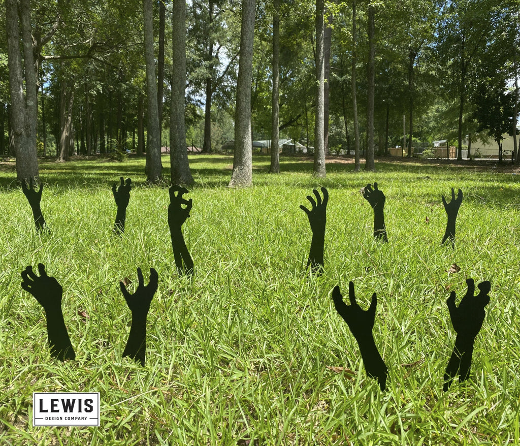Zombie Hands Metal Yard Stakes – Halloween Lawn Decor Set