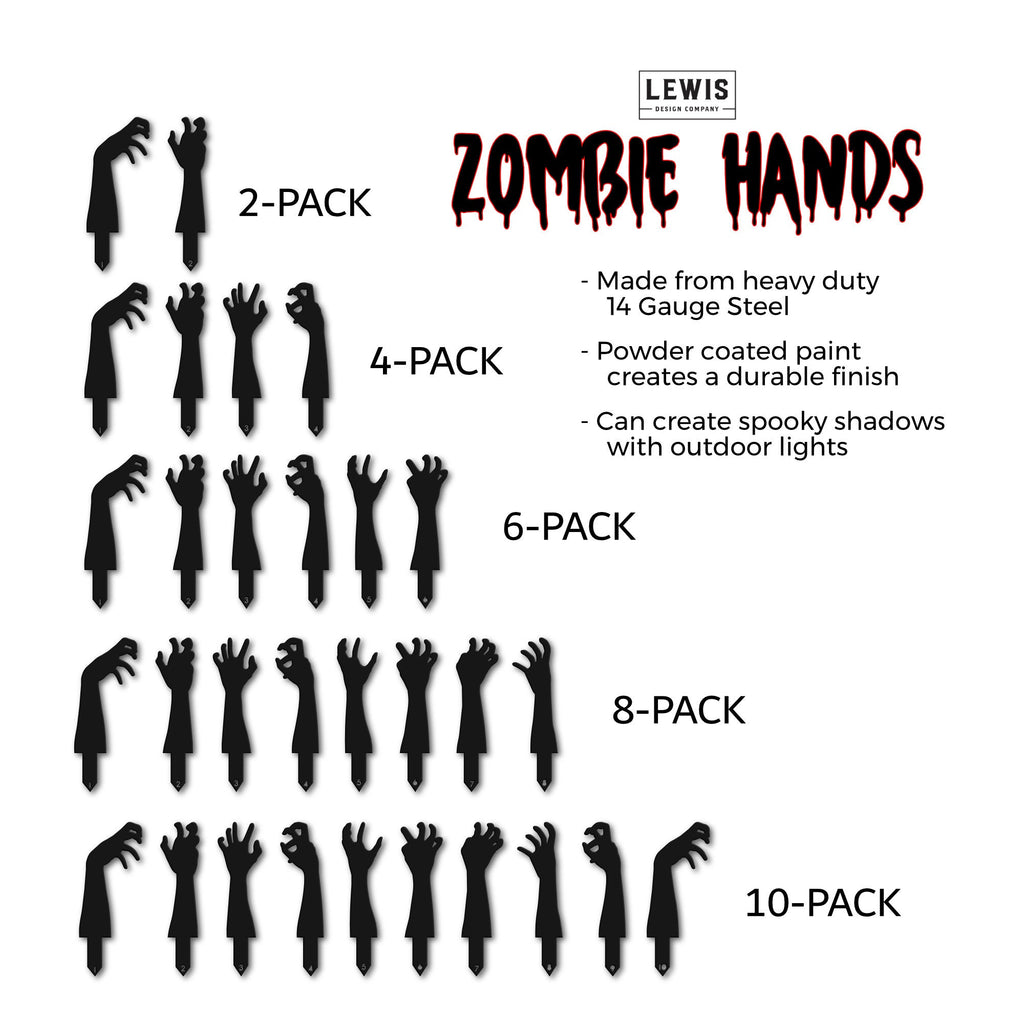 Zombie Hands Metal Yard Stakes – Halloween Lawn Decor Set
