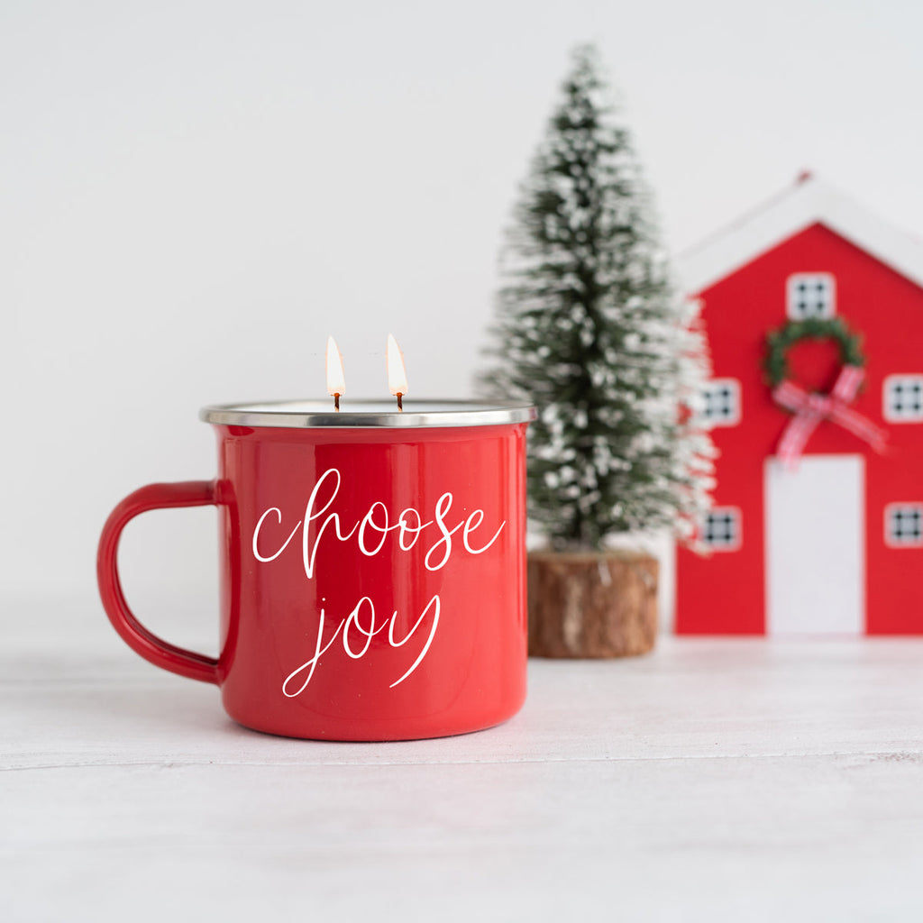 Holiday Candle Mug 16 oz – Reusable Red Metal Mug