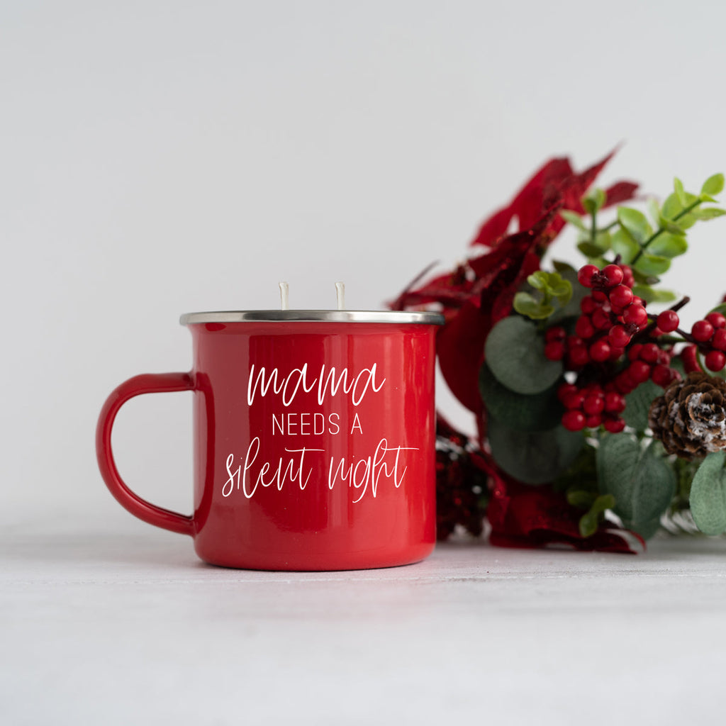 Holiday Candle Mug 16 oz – Reusable Red Metal Mug