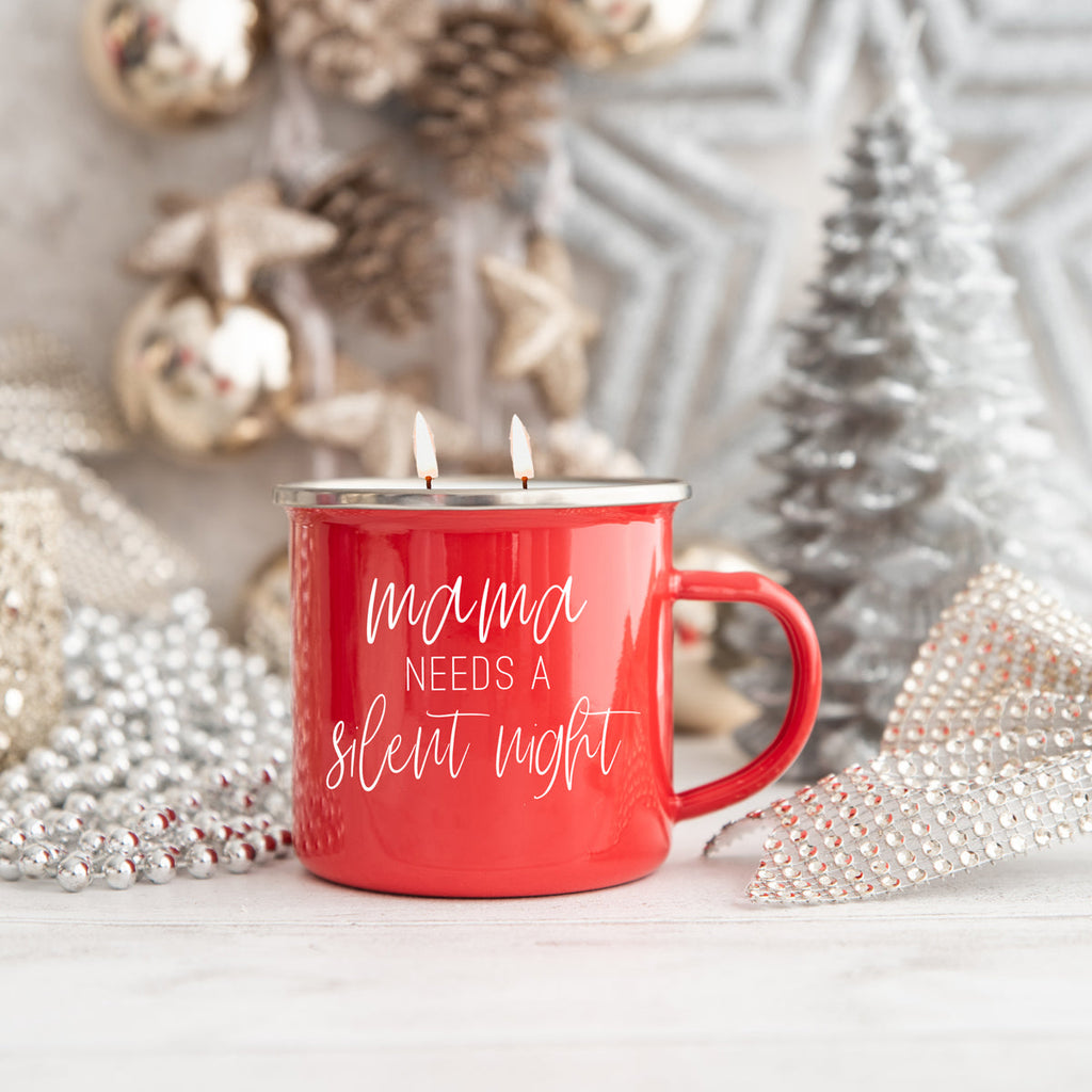 Holiday Candle Mug 16 oz – Reusable Red Metal Mug
