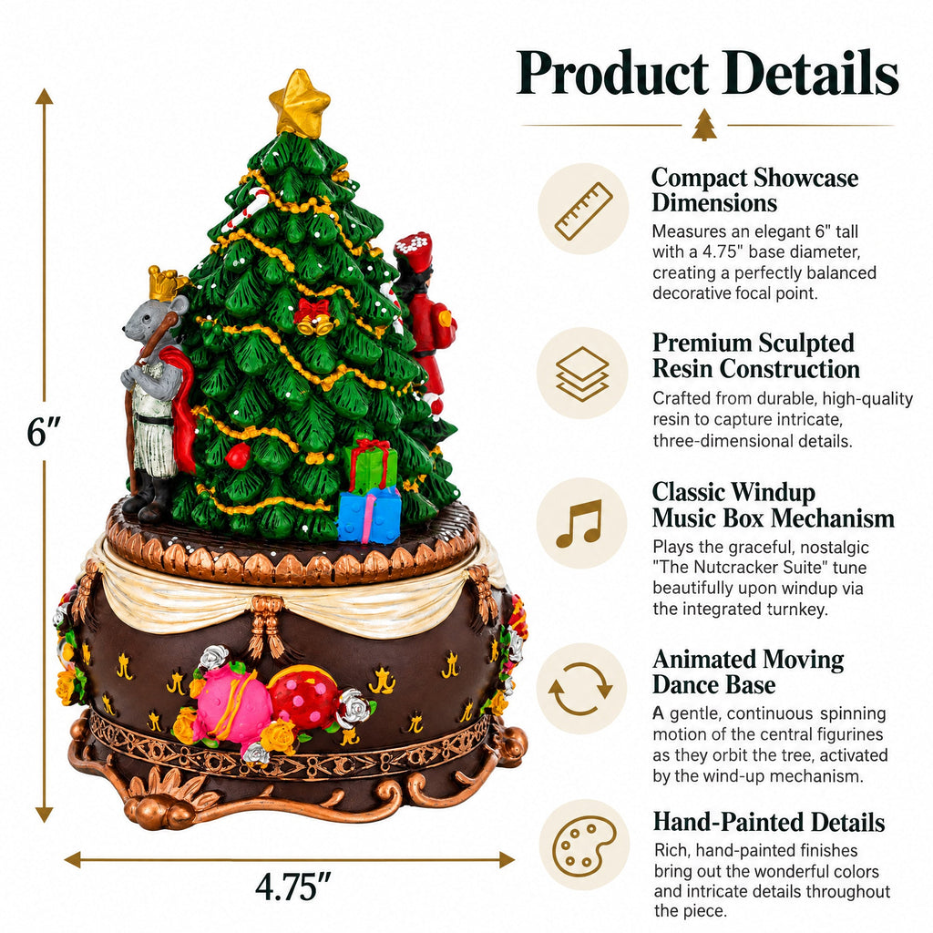 Nutcracker Ballerina Musical Tree Figurine – Music Box