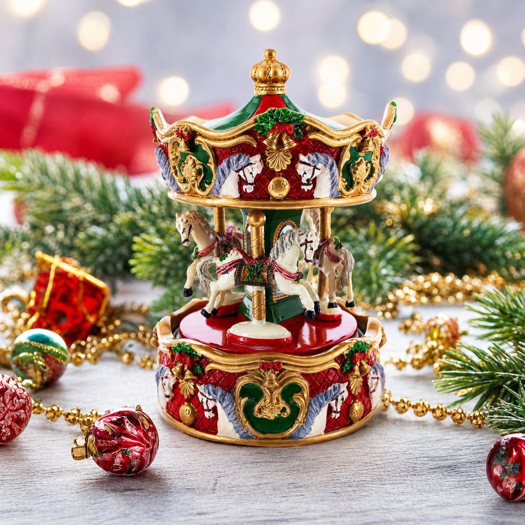 Musical Christmas Carousel Figurine – Rotating Music Box