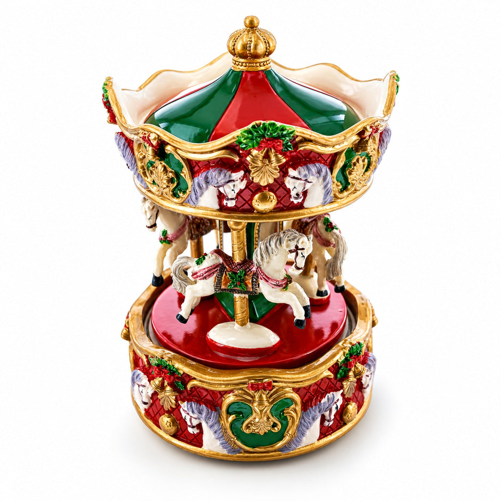 Musical Christmas Carousel Figurine – Rotating Music Box