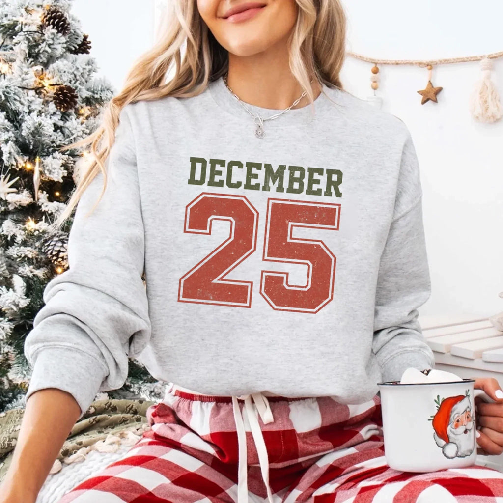 Retro Christmas DECEMBER 25 Sweatshirt Festive Holiday Sweater