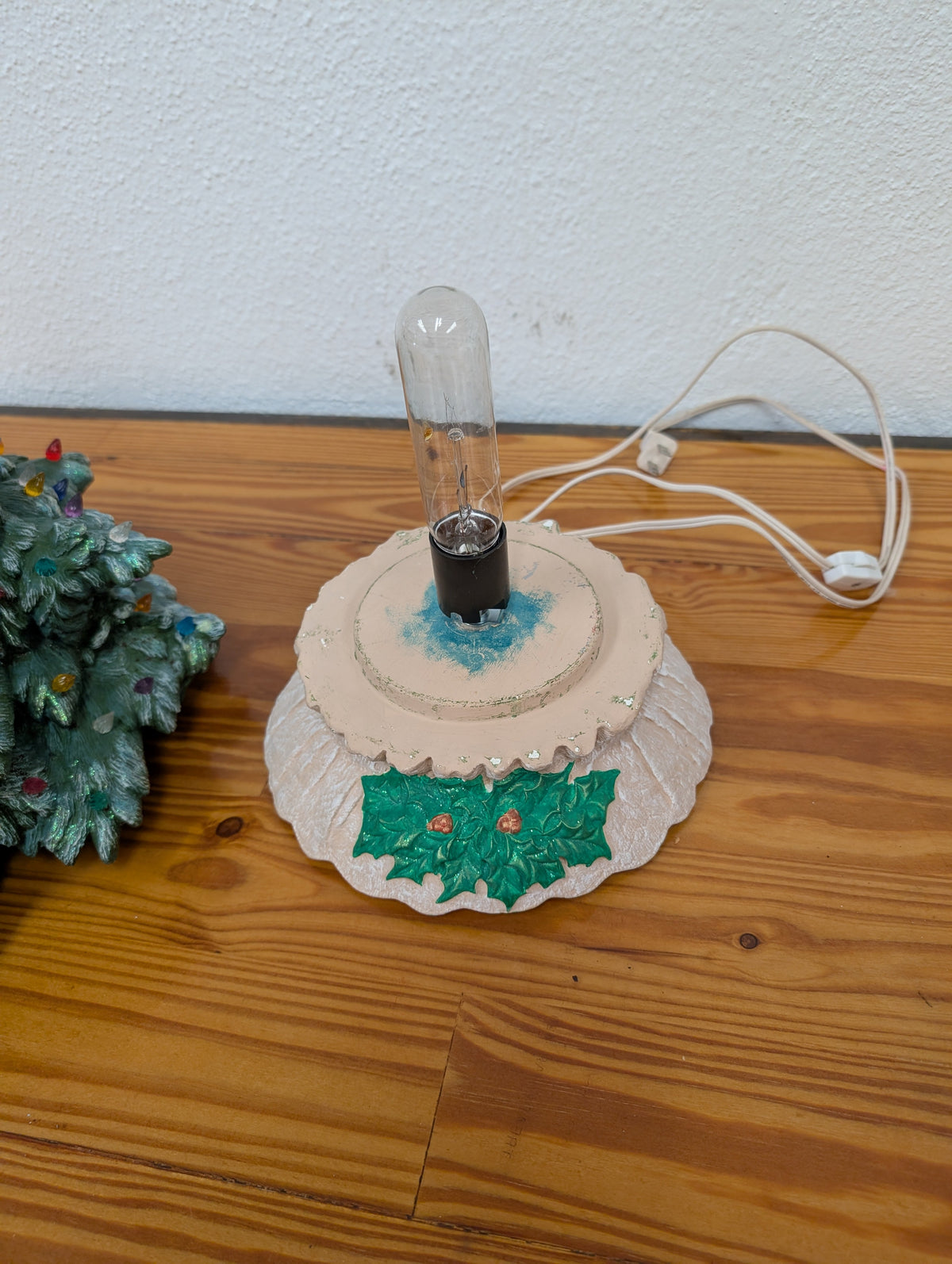 Large Ceramic Christmas Tree from Unknown - 1970s-1980s Holiday Decor (Ceramic, Plastic Lighting / Decor, Vintage, Traditional, Green, White, Multicolor)