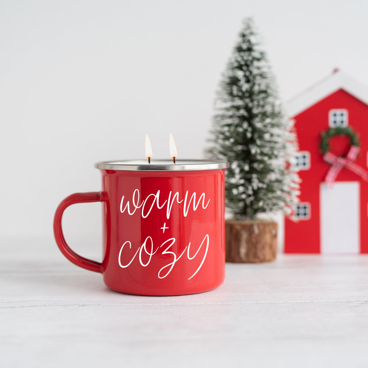 Holiday Candle Mug 16 oz – Reusable Red Metal Mug